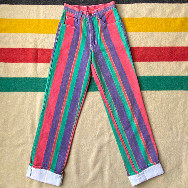 Vintage rainbow striped jeans cheap